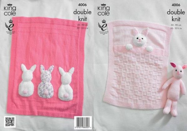 King Cole # 4006 Baby Blankets And Bunny Rabbit Toy